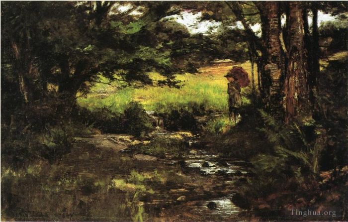 Theodore Clement Steele Oil Painting - Brook in Woods