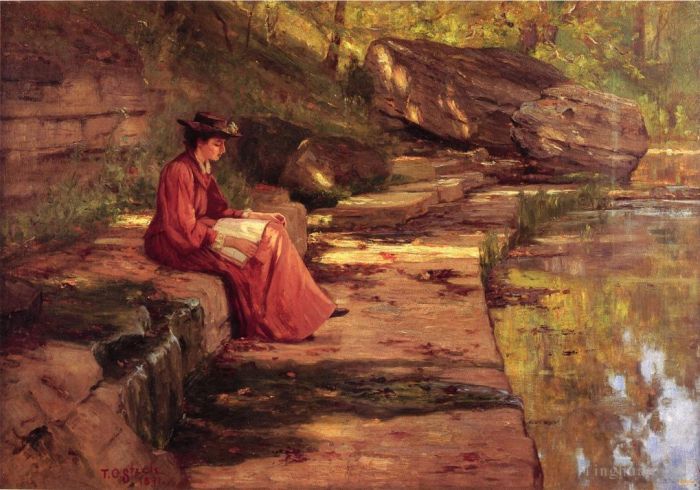 Theodore Clement Steele Oil Painting - Daisy by the River