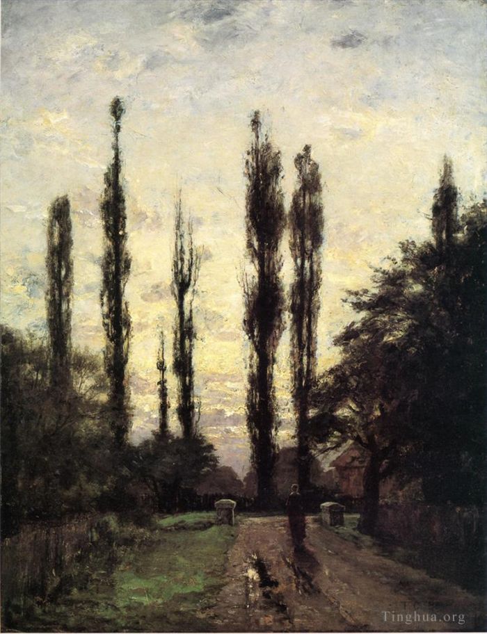 Theodore Clement Steele Oil Painting - Evening Poplars