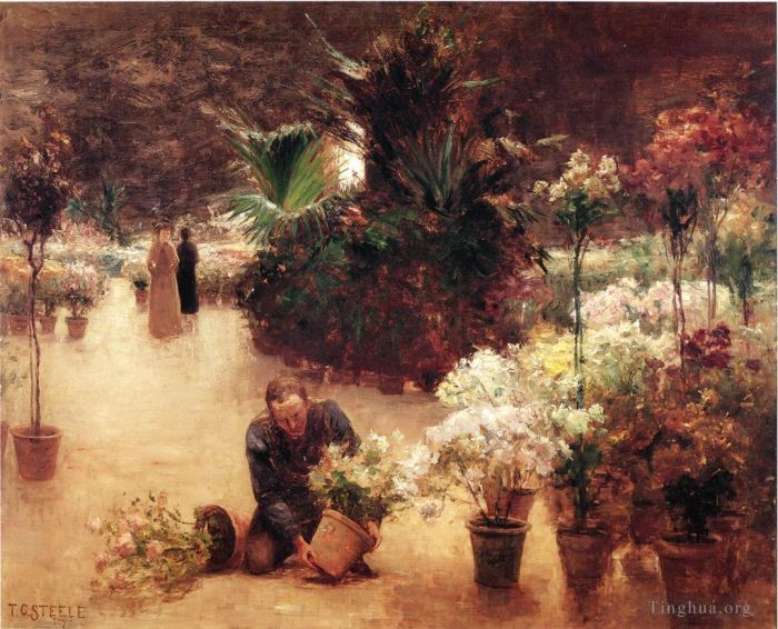 Theodore Clement Steele Oil Painting - Flower Mart