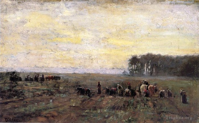 Theodore Clement Steele Oil Painting - Haying Scene