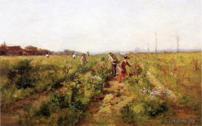 Theodore Clement Steele Oil Painting - In the Berry Field 1890