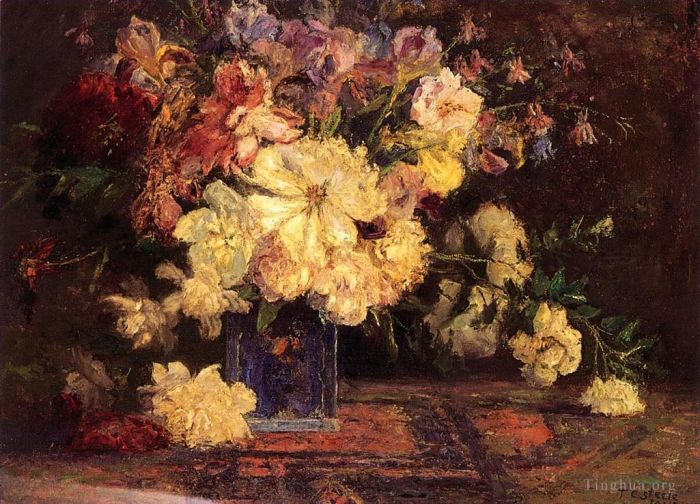 Theodore Clement Steele Oil Painting - Still Life with Peonies Impressionist flower