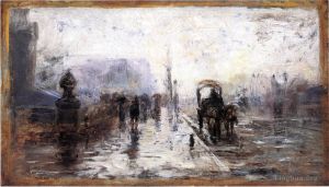 Artist Theodore Clement Steele's Work - Street Scene with Carriage