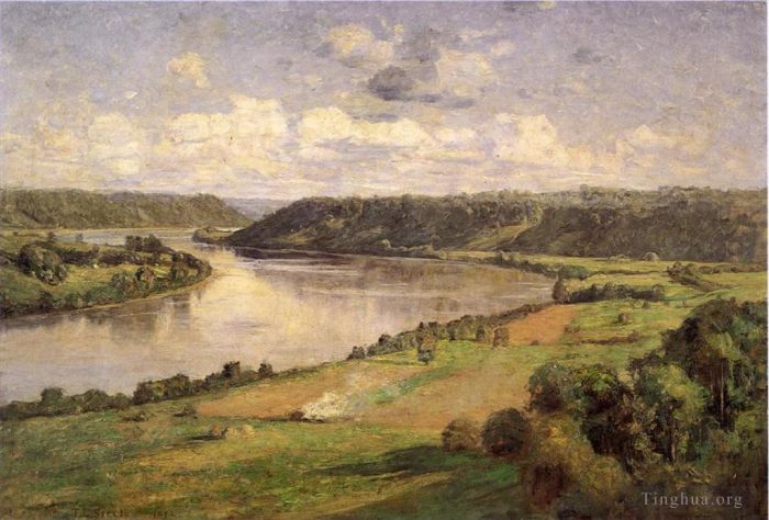 Theodore Clement Steele Oil Painting - The Ohio river from the College Campus Honover