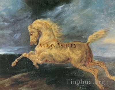 Theodore Gericault Oil Painting - Horse frightened by lightning ARX