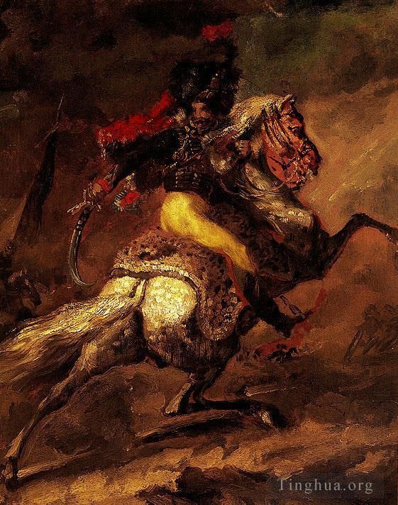 Theodore Gericault Oil Painting - Study for Charging Casseur TAC