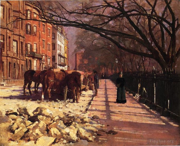 Theodore Robinson Oil Painting - Beacon Street Boston