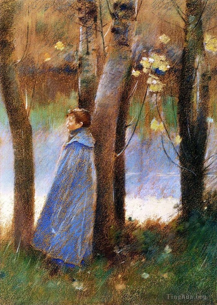 Theodore Robinson Oil Painting - Figure in a Landscape