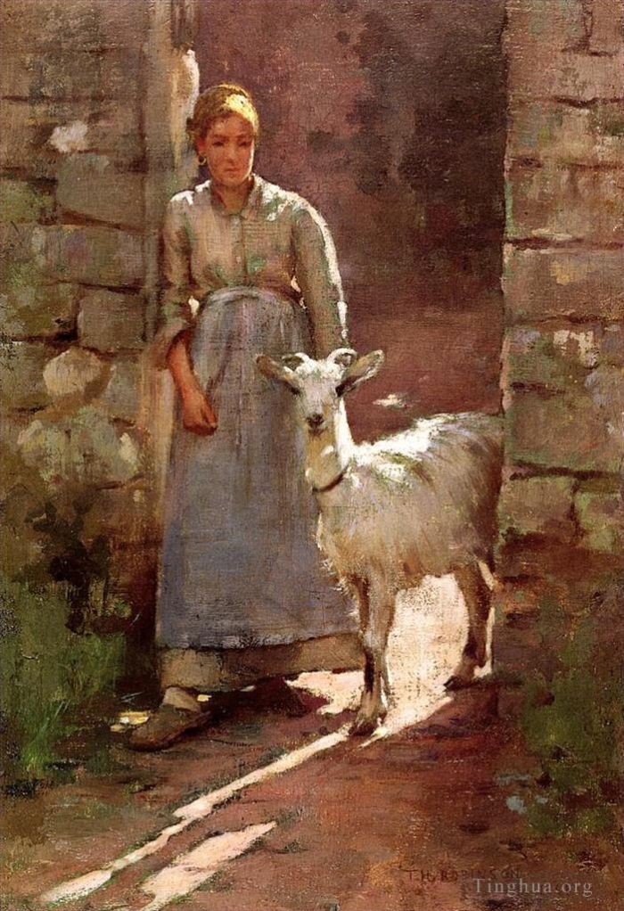 Theodore Robinson Oil Painting - Girl with Goat
