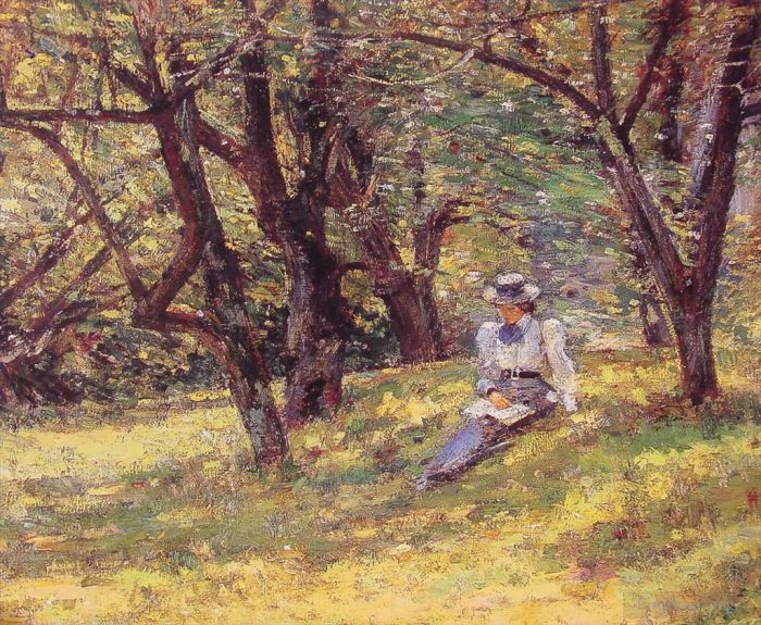 Theodore Robinson Oil Painting - In the Orchard