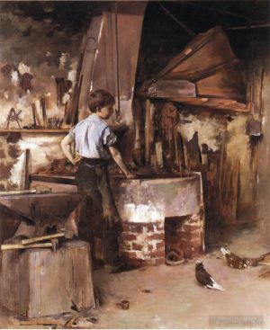 Artist Theodore Robinson's Work - The Apprentice Blacksmith