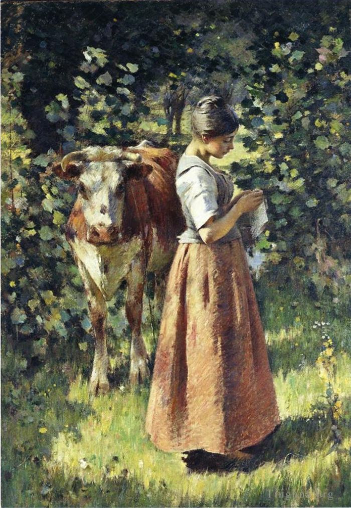 Theodore Robinson Oil Painting - The Cowherd