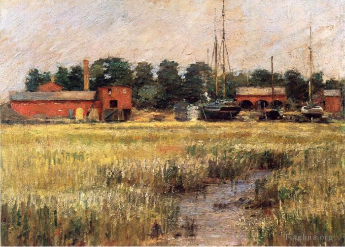Theodore Robinson Oil Painting - The Ship Yard