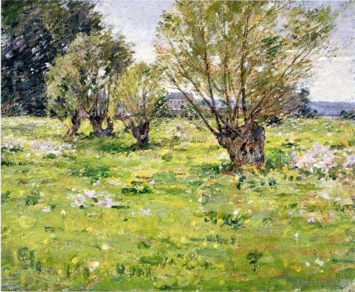 Theodore Robinson Oil Painting - Willows and Wildflowers2