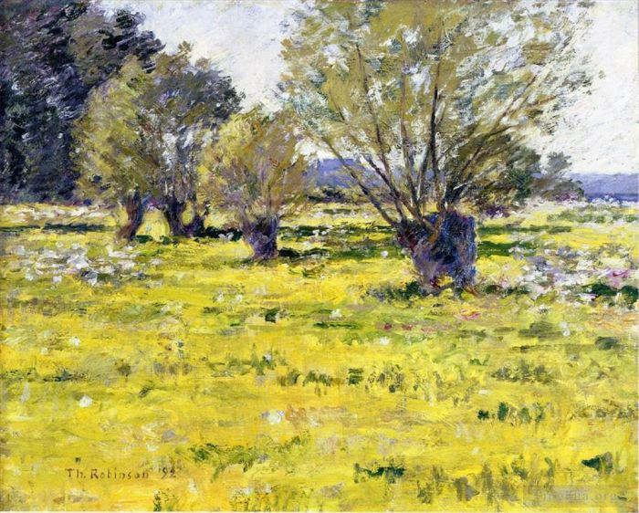 Theodore Robinson Oil Painting - Willows and Wildflowers