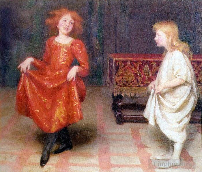 Thomas Cooper Gotch Oil Painting - The Dancing Lesson