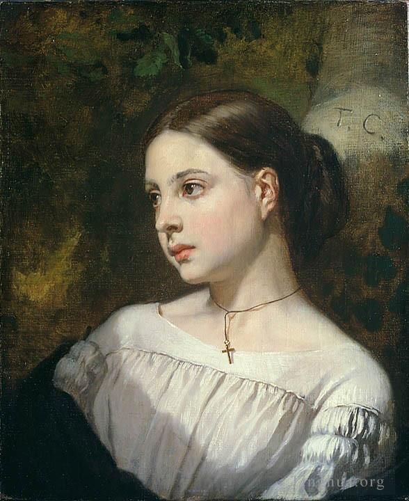 Thomas Couture Oil Painting - Portrait of a Girl