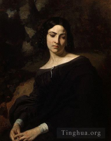 Thomas Couture Oil Painting - A widow thomas couture