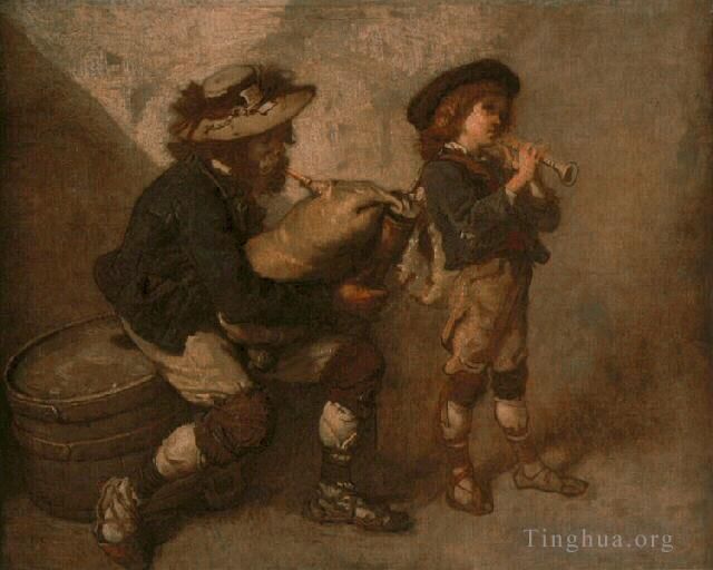 Thomas Couture Oil Painting - Pifferaro et son fils