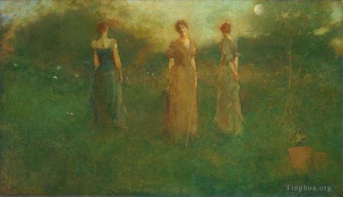 Thomas Wilmer Dewing Oil Painting - In The Garden