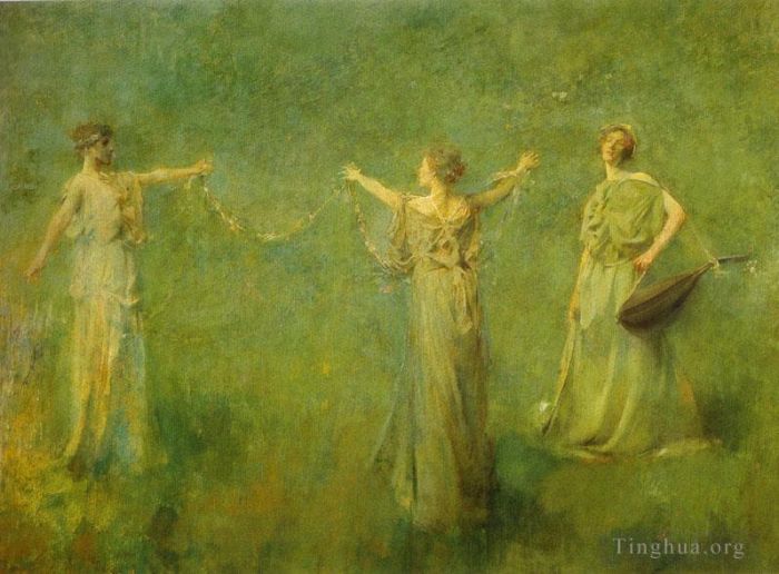 Thomas Wilmer Dewing Oil Painting - The Garland