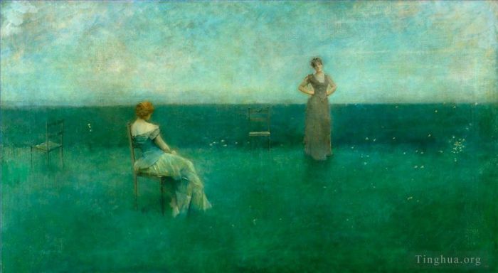 Thomas Wilmer Dewing Oil Painting - The Recitation
