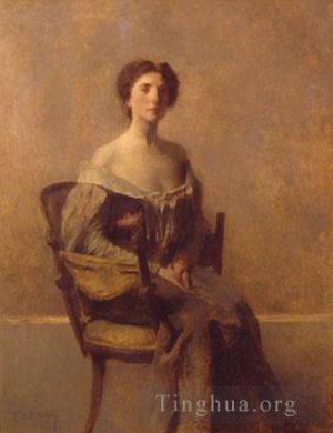 Artist Thomas Wilmer Dewing's Work - Womanin Purple and Green
