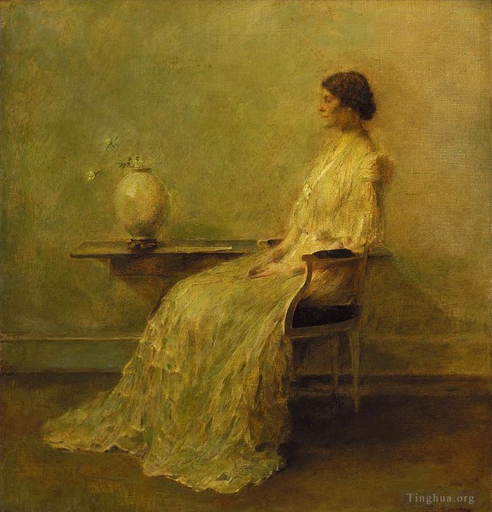Thomas Wilmer Dewing Oil Painting - Lady in white