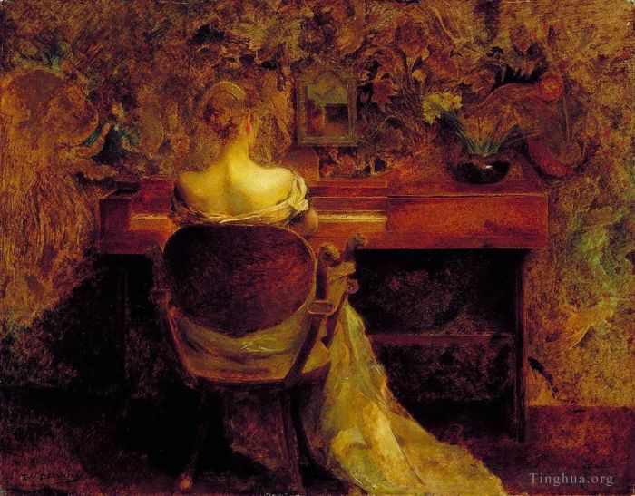 Thomas Wilmer Dewing Oil Painting - The spinet Aestheticism