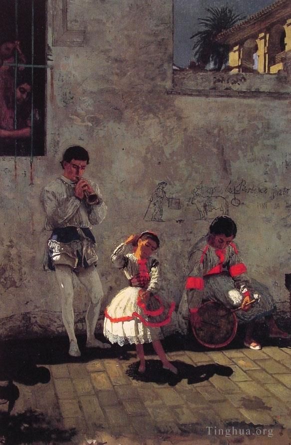Thomas Cowperthwait Eakins Oil Painting - A Street Scene in Seville