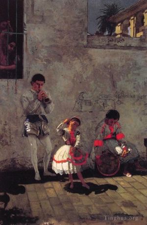 Artist Thomas Cowperthwait Eakins's Work - A Street Scene in Seville