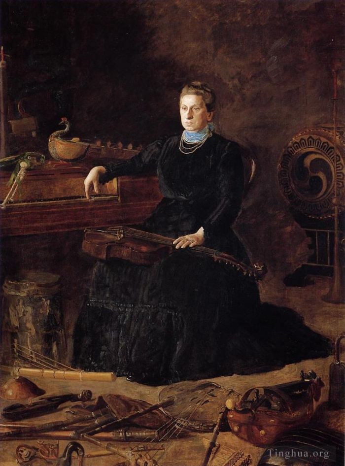 Thomas Cowperthwait Eakins Oil Painting - Antiquated Music aka Portrait of Sarah Sagehorn Frishmuth