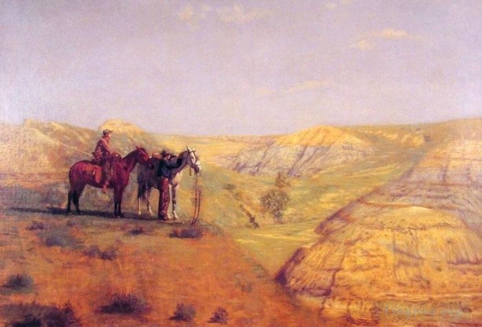 Thomas Cowperthwait Eakins Oil Painting - Cowboys in the Bad Lands