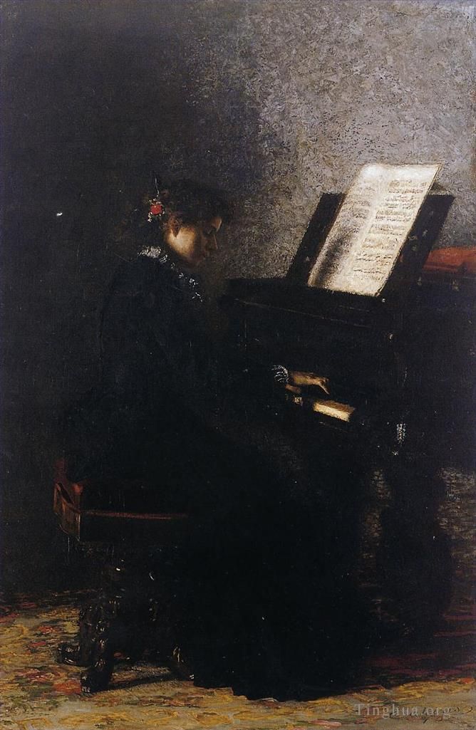 Thomas Cowperthwait Eakins Oil Painting - Elizabeth at the Piano