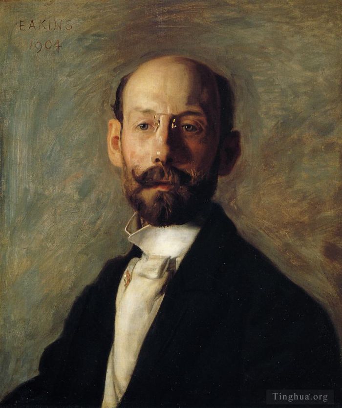 Thomas Cowperthwait Eakins Oil Painting - Portrait of Frank B A Linton