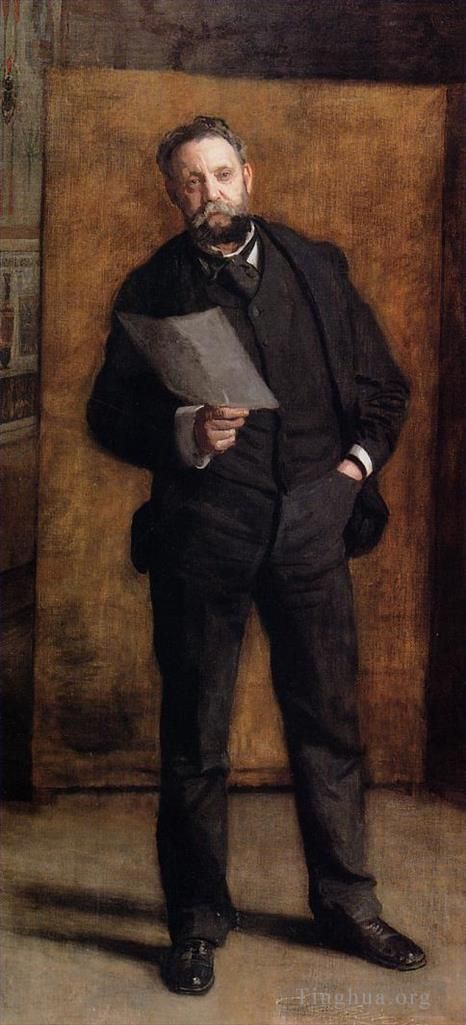 Thomas Cowperthwait Eakins Oil Painting - Portrait of Leslie W Miller