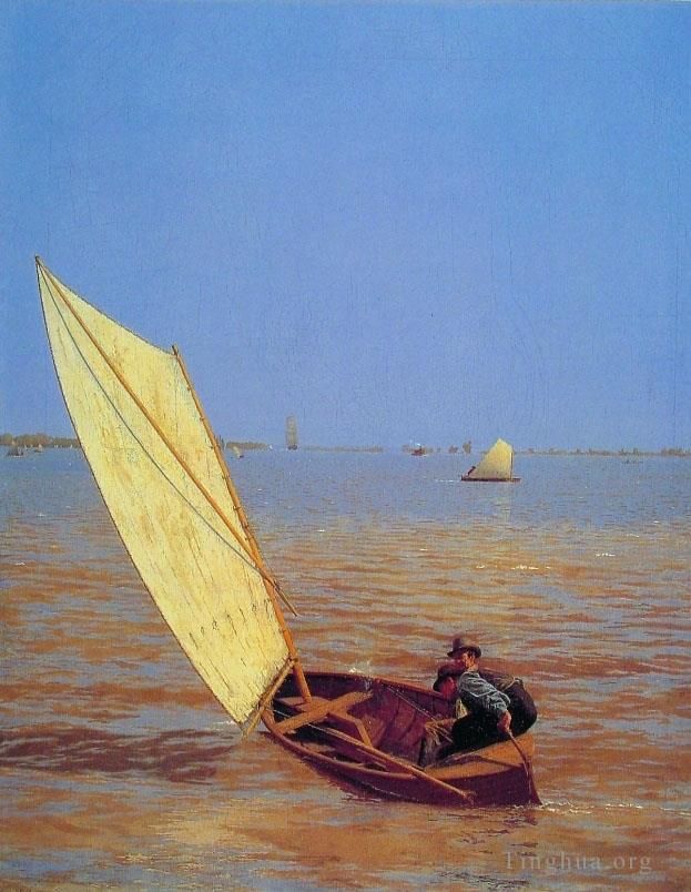Thomas Cowperthwait Eakins Oil Painting - Starting Out After Rail Realism boat Thomas Eakins