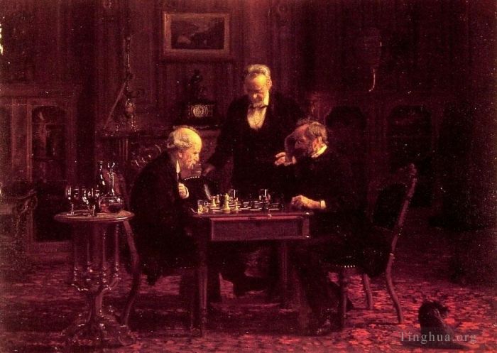 Thomas Cowperthwait Eakins Oil Painting - The Chess Players