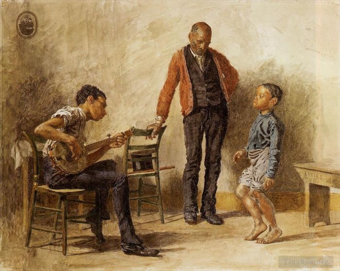Thomas Cowperthwait Eakins Oil Painting - The Dancing Lesson