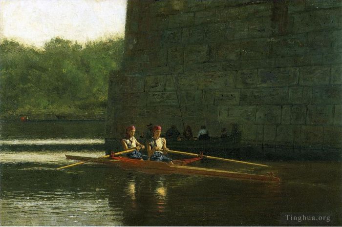 Thomas Cowperthwait Eakins Oil Painting - The Oarsmen aka The Schreiber Brothers Realism boat Thomas Eakins