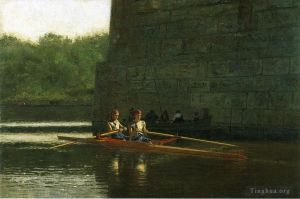Artist Thomas Cowperthwait Eakins's Work - The Oarsmen aka The Schreiber Brothers Realism boat Thomas Eakins