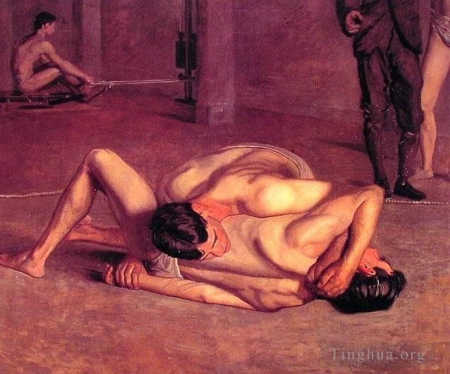 Thomas Cowperthwait Eakins Oil Painting - The Wrestlers
