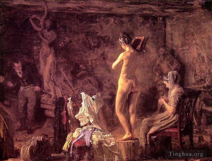Thomas Cowperthwait Eakins Oil Painting - William Rush Carving His Allegorical Figure of the Schuylkill River