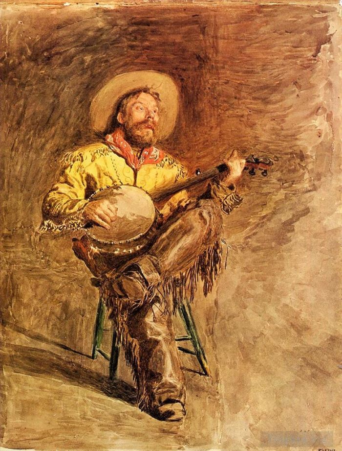 Thomas Cowperthwait Eakins Various Paintings - Cowboy Singing