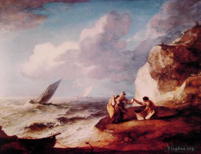 Thomas Gainsborough Oil Painting - A Rocky Coastal Scene