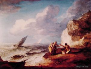 Artist Thomas Gainsborough's Work - A Rocky Coastal Scene