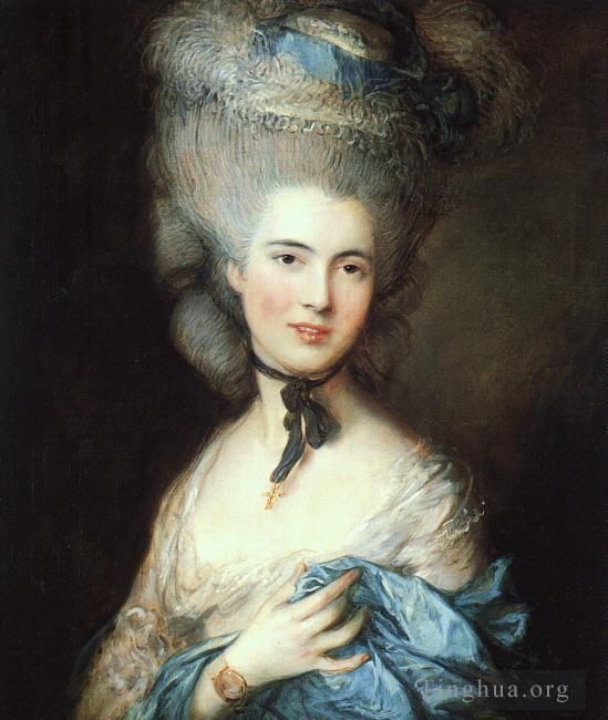 Thomas Gainsborough Oil Painting - Portrait of a lady in blue