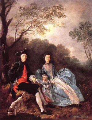 Artist Thomas Gainsborough's Work - Portrait of the Artist with his Wife and Daughter
