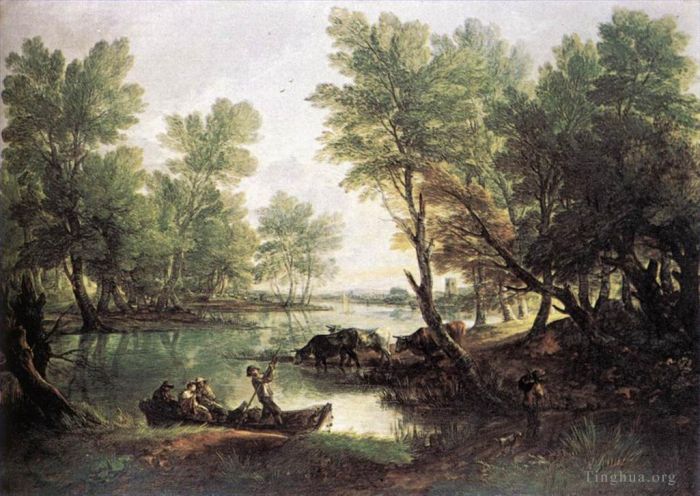 Thomas Gainsborough Oil Painting - River landscape